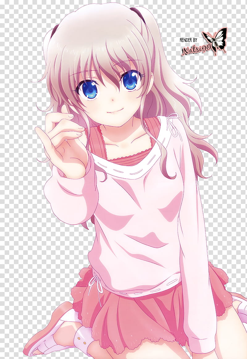 Watchers, blonde-haired female in pink V-neck sweater and miniskirt anime character illustration transparent background PNG clipart