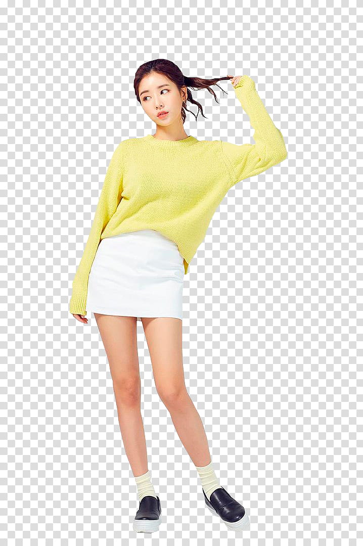 KIM JEON YEON, woman standing and touching her hair transparent background PNG clipart