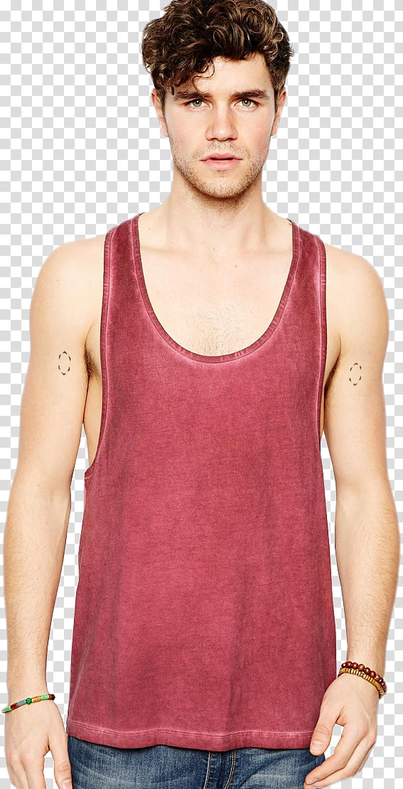 Male Models S, man wearing red tank top transparent background PNG clipart