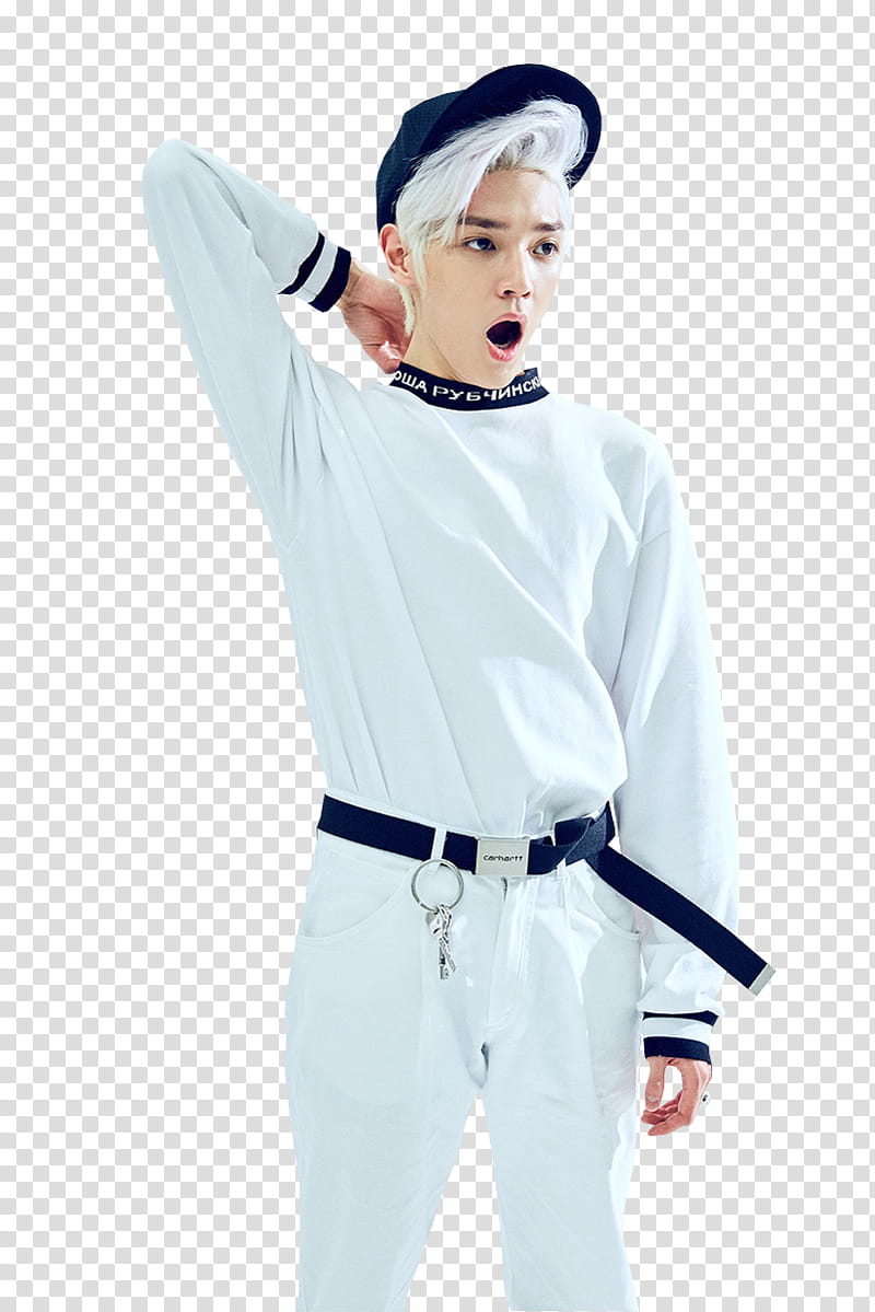 NCT U, man wearing white sweater and pants transparent background PNG clipart