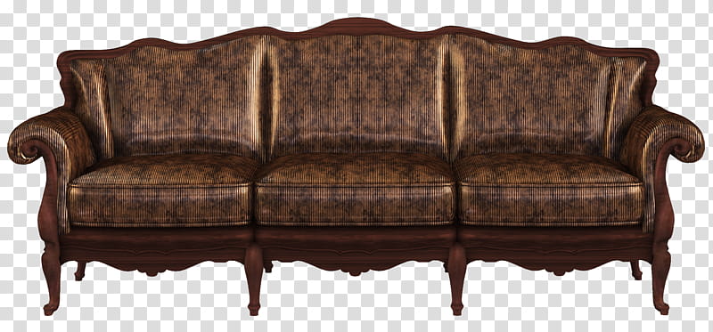 UNRESTRICTED Antique Sofa Render, brown leather couch with brown wooden frame transparent background PNG clipart