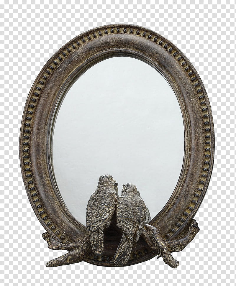 M I R R O R S, oval brown framed mirror illustration transparent background PNG clipart