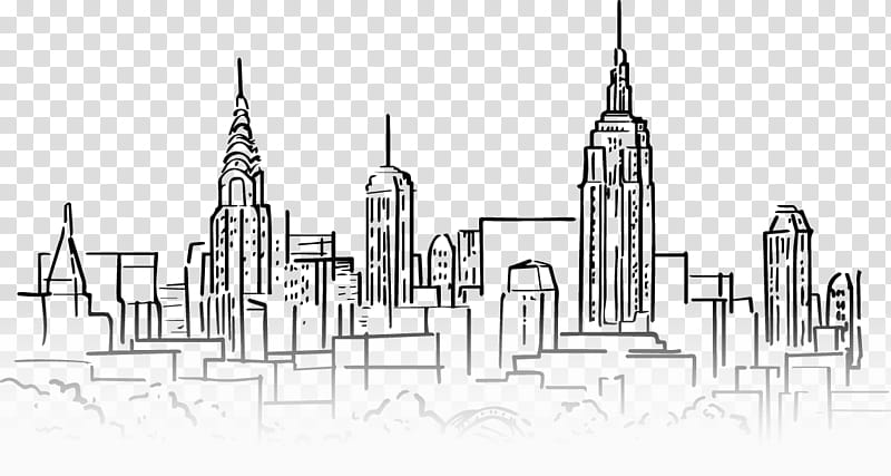 Skyline City, Facade, Landmark, Black And White
, Line Art, Drawing transparent background PNG clipart