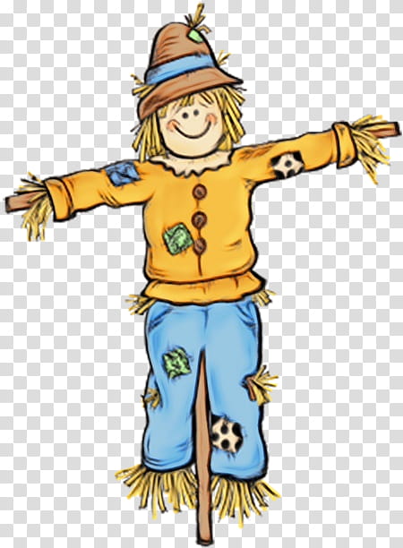 scarecrow cartoon costume agriculture, Watercolor, Paint, Wet Ink, Scarecrow, Animation, Fictional Character, Costume Accessory transparent background PNG clipart