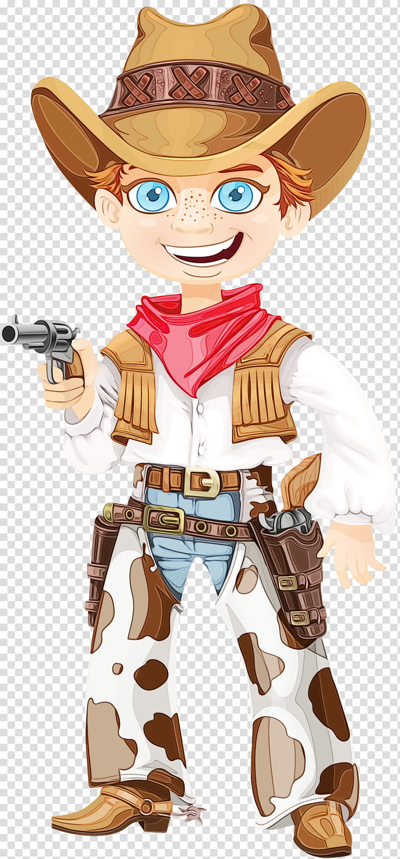 cartoon action figure gun cowboy style, Watercolor, Paint, Wet Ink, Cartoon transparent background PNG clipart