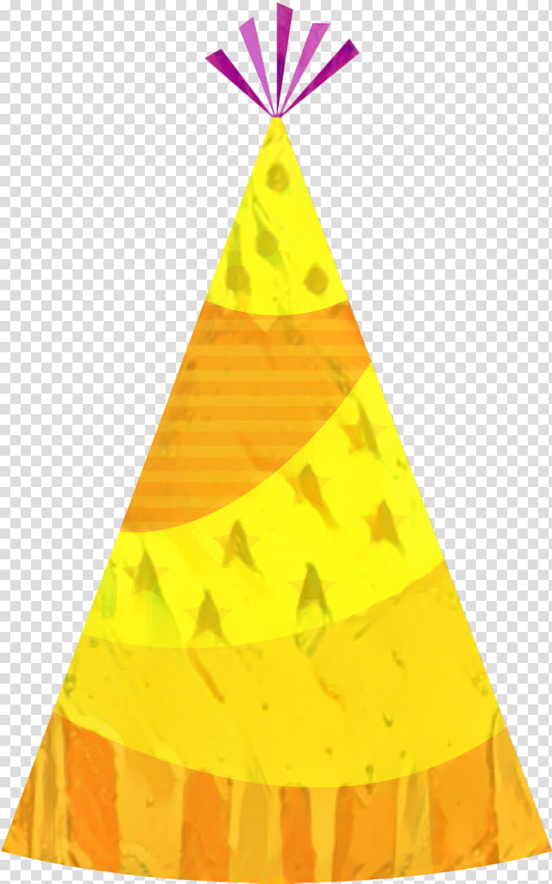 Party Hat, Cone, Yellow, Triangle, Orange transparent background PNG clipart