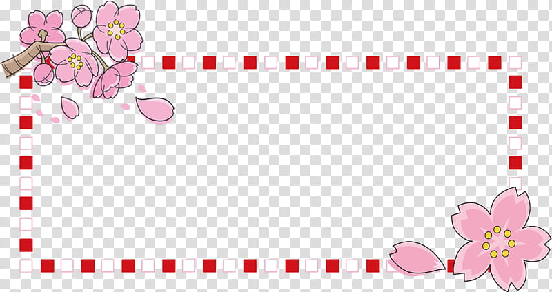 cherry flower frame sakura frame floral frame, Pink, Heart, Text, Petal, Frame, Magenta transparent background PNG clipart