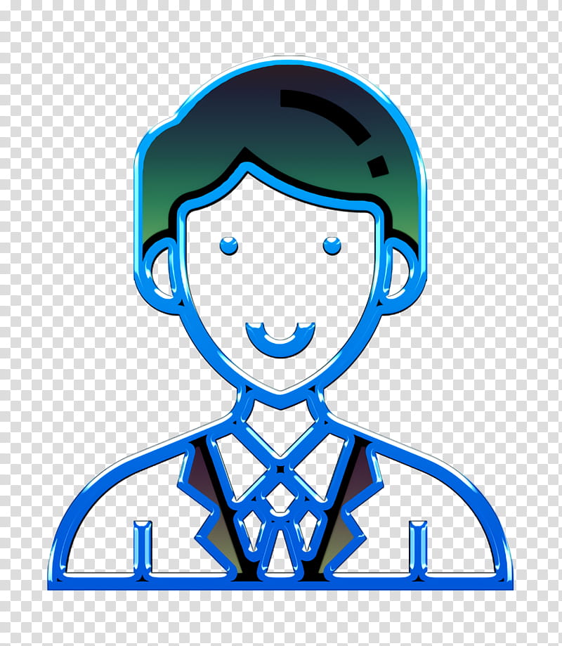 Careers Men icon Avatar icon Coordinator icon, Blue, Cartoon, Electric Blue, Line Art, Sticker transparent background PNG clipart