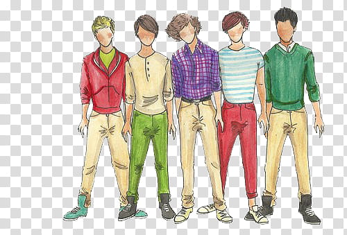One Direction comic, One Direction boy band illustration transparent background PNG clipart