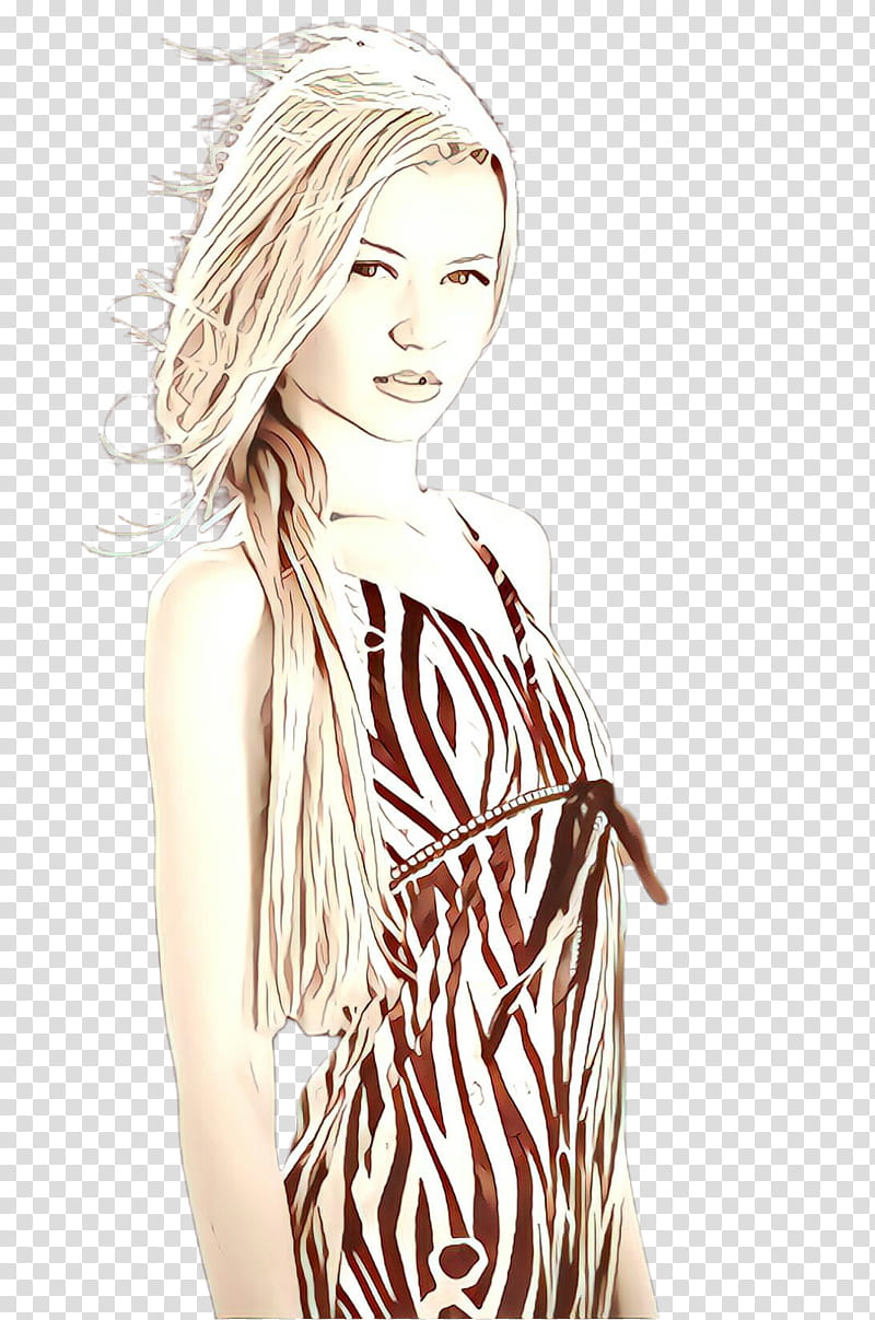 woman in black and white sleeveless dress, hair clothing white blond hairstyle, Beauty, Fashion Model, Long Hair, Dress, Shoulder transparent background PNG clipart