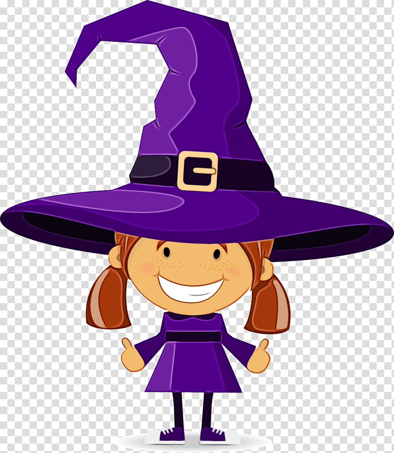 cartoon purple witch hat violet hat, Watercolor, Paint, Wet Ink, Cartoon, Costume Hat, Headgear, Costume Accessory transparent background PNG clipart