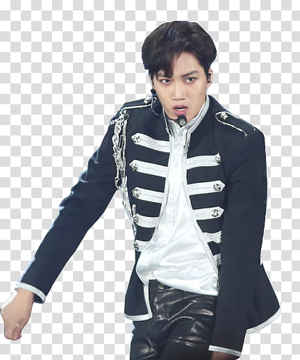 Kai  Dream Concert , man wearing black and white shirt transparent background PNG clipart
