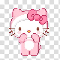 Pixel , pink Hello Kitty illustration transparent background PNG clipart