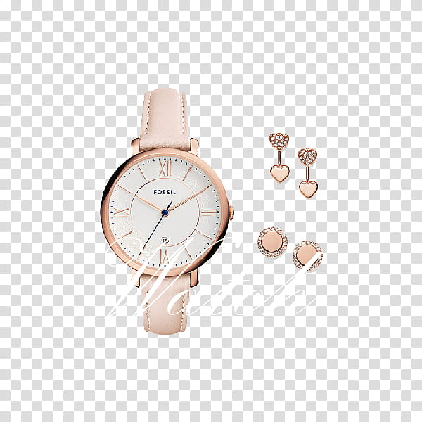 Watch, Earring, Fossil Jacqueline, Fossil Group, Jewellery, Clothing Accessories, Bracelet, Quartz Clock transparent background PNG clipart