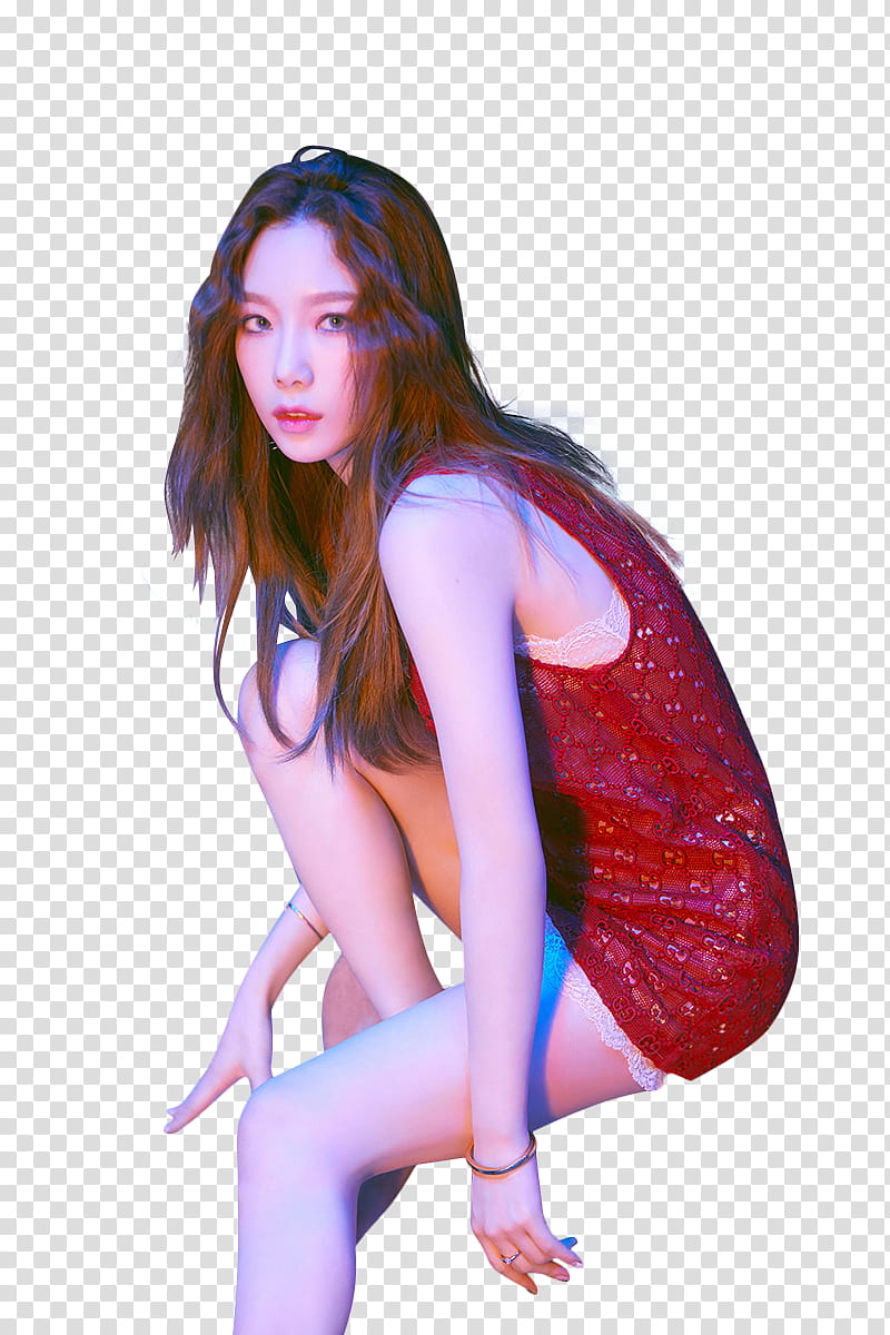 OH GG GIRLS GENERATION LIL TOUCH , woman wearing red sleeveless mini dress transparent background PNG clipart