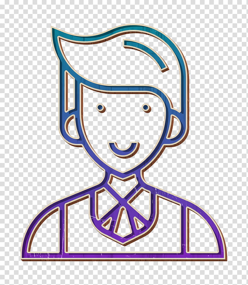 Careers Men icon Hotel icon Waiter icon, Cartoon, Line, Line Art, Electric Blue transparent background PNG clipart