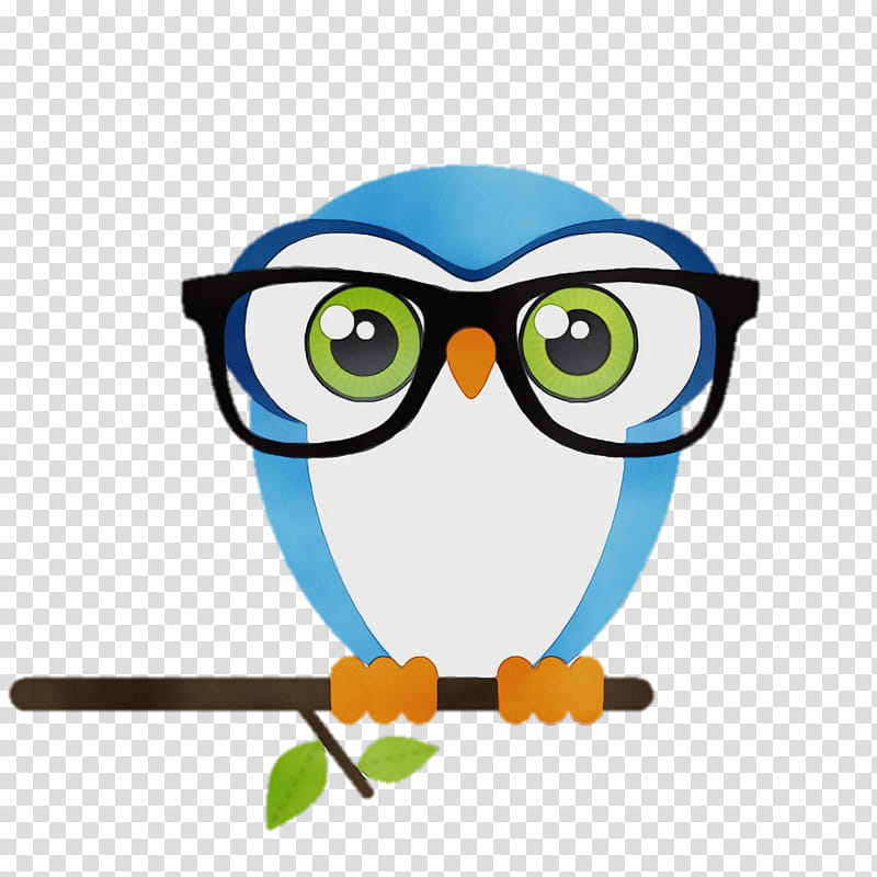 Glasses, Watercolor, Paint, Wet Ink, Owl, Cartoon, Bird, Snowy Owl transparent background PNG clipart