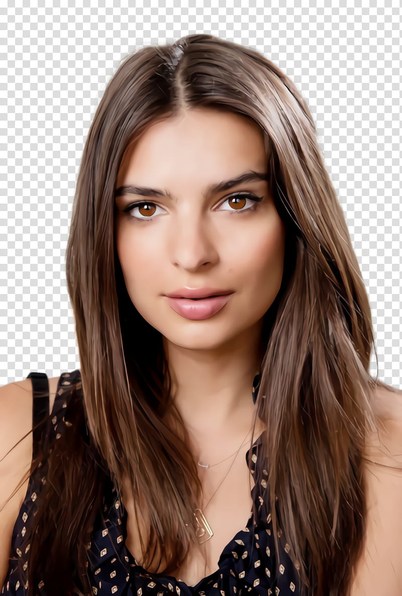 Emily Ratajkowski, Hair, Face, Hairstyle, Eyebrow, Brown Hair, Layered Hair, Chin transparent background PNG clipart