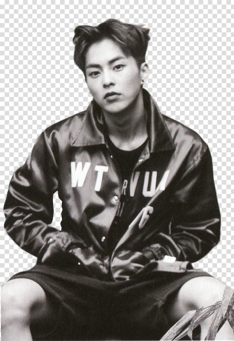 Xiumin EXODUS Concept, man wearing black jacket transparent background PNG clipart