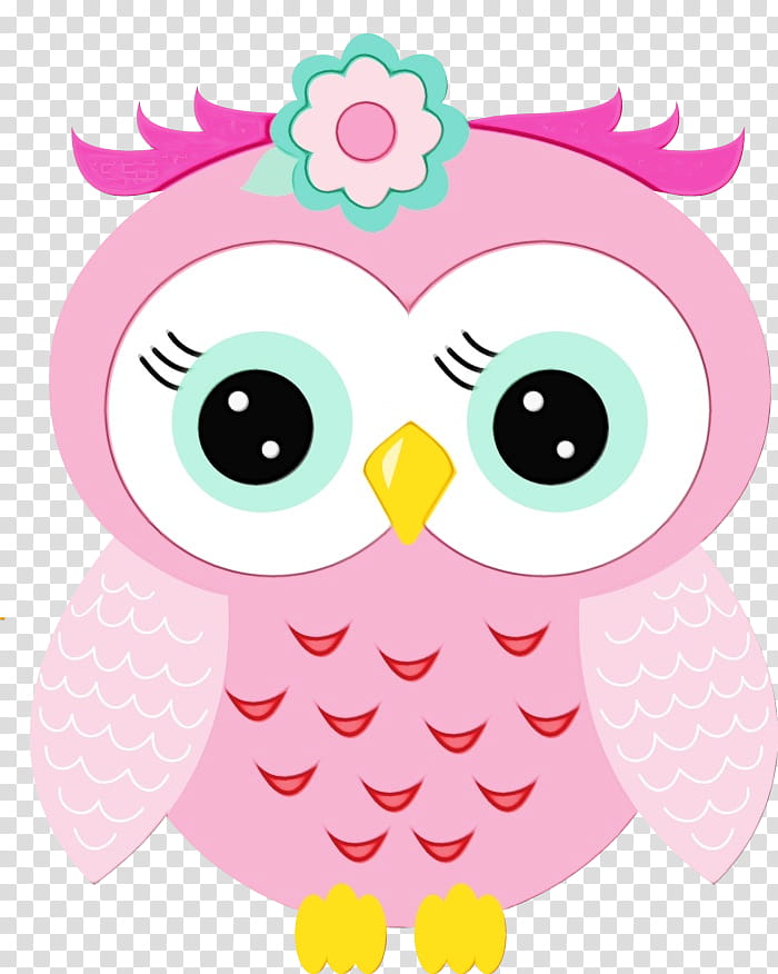 owl pink bird of prey bird, Watercolor, Paint, Wet Ink, Baby Products transparent background PNG clipart