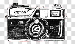 black Canon camera sketch transparent background PNG clipart