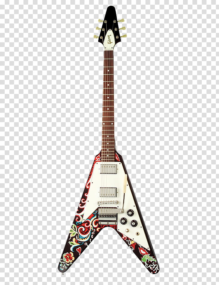 Guitars, white and red flying V electric guitar transparent background PNG clipart