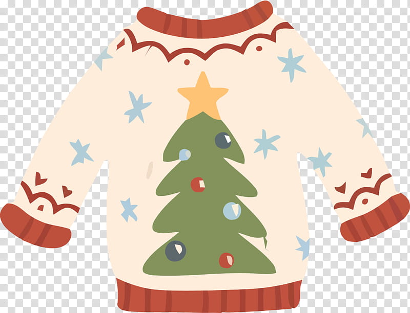 Christmas tree, Christmas Sweater, Cartoon Sweater, Sweater , Christmas , Clothing, White, Christmas Decoration transparent background PNG clipart