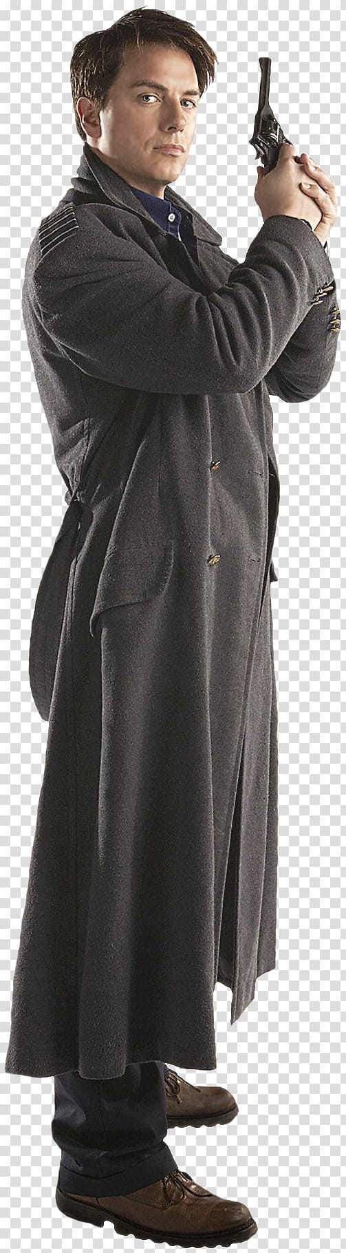 Jack Harkness, men's gray overcoat transparent background PNG clipart