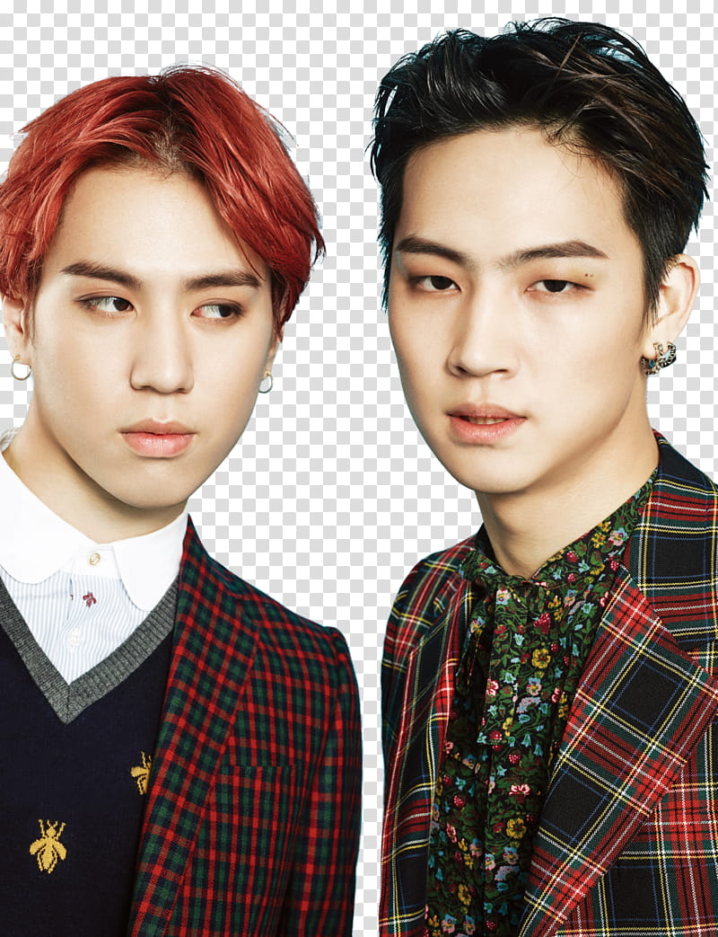 GOT Yugyeom JB, two BTS members transparent background PNG clipart