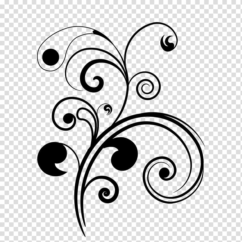 black floral wave art transparent background PNG clipart