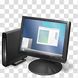 Black Vista, illustration of computer monitor and tower transparent background PNG clipart