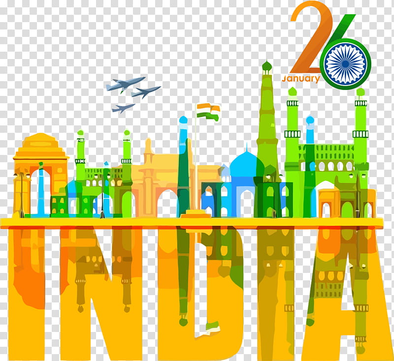 Happy India Republic Day, Human Settlement, Yellow, City, Skyline transparent background PNG clipart