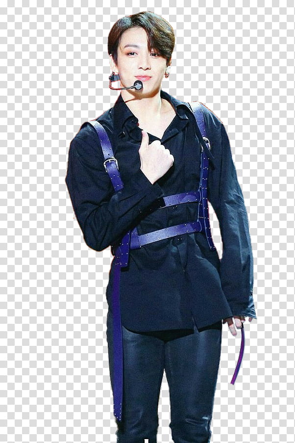 Jungkook concert, man wearing pruple harness transparent background PNG clipart