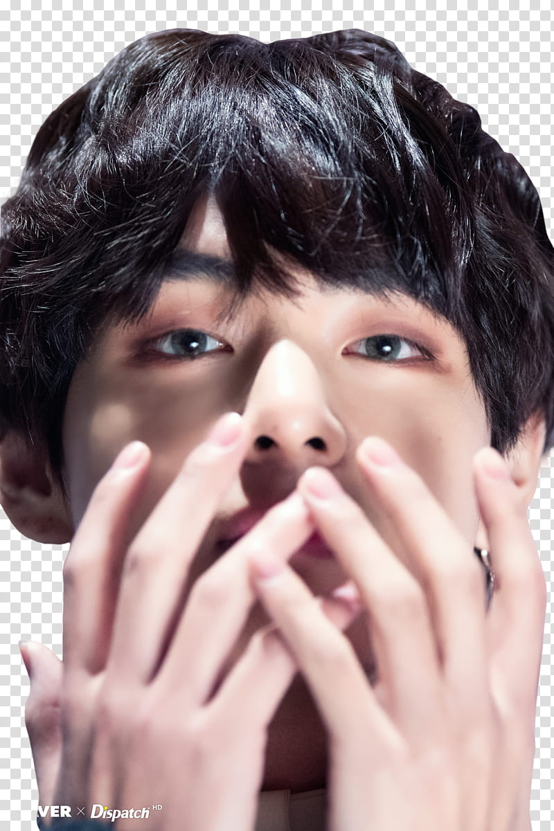Taehyung BTS, man covering his mouthg transparent background PNG clipart