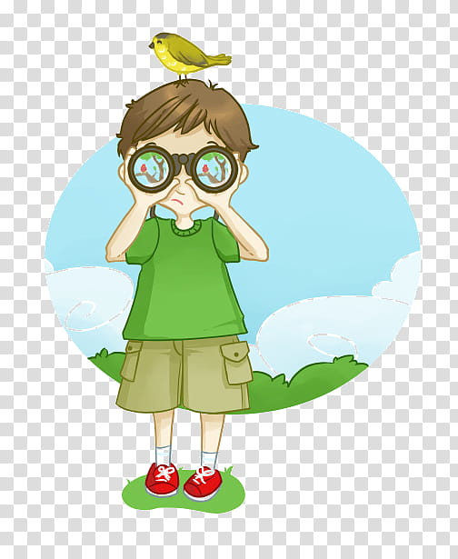 Drawing, Binoculars, Cartoon, Animation, Character, Imagination, Green, Happy transparent background PNG clipart