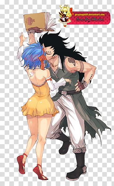 Render Levy x Gajeel, Fairy Tail character illustration transparent background PNG clipart