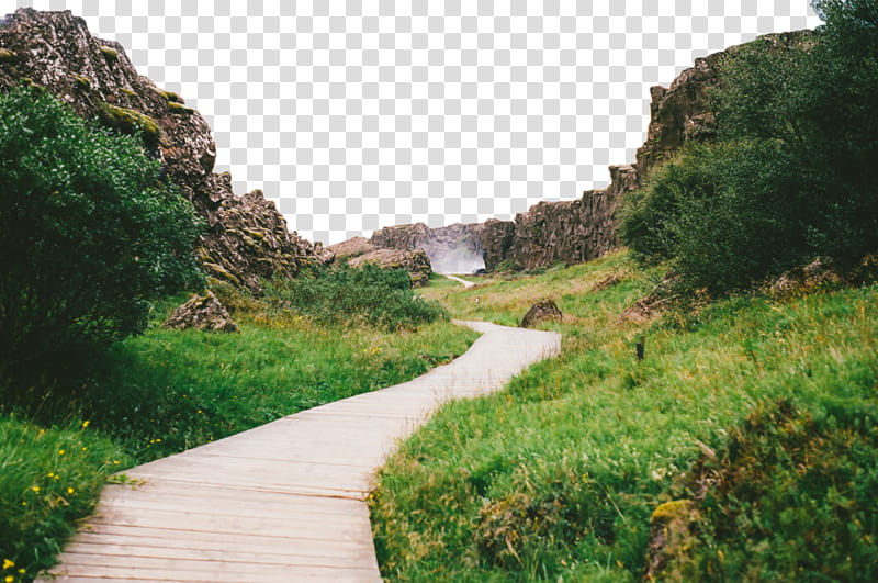 Through The Ages, pathway towards hills in forest transparent background PNG clipart