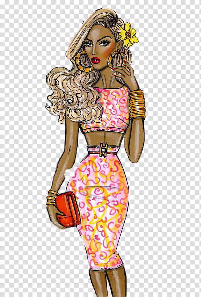 Dolls x Hayden Williams, woman wearing midriff dress sketch transparent background PNG clipart