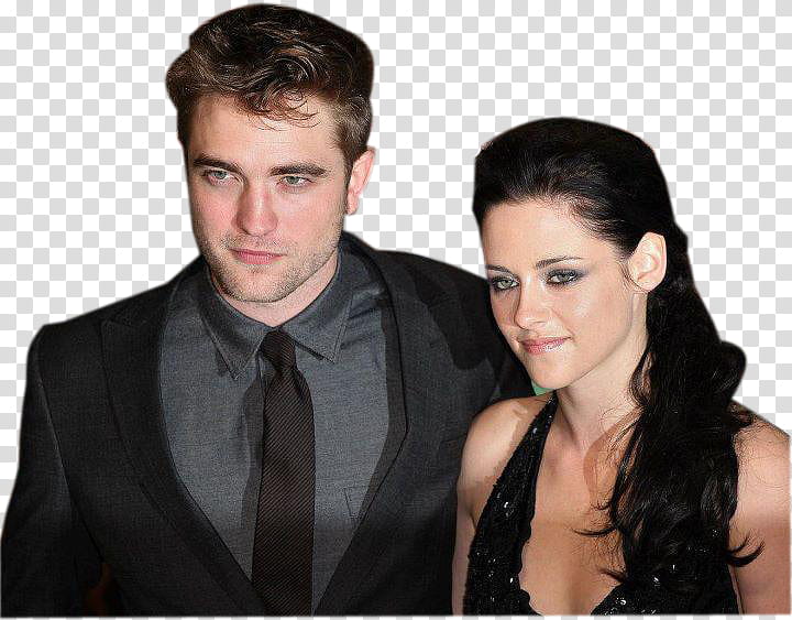 Robsten, Robert Pattinson and Kristen Stewart standing transparent background PNG clipart