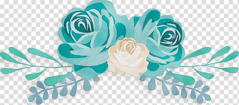 Garden roses, Watercolor, Paint, Wet Ink, Turquoise, Aqua, Flower, Teal transparent background PNG clipart