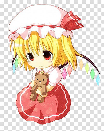 Flandre Scarlet, yellow haired character transparent background PNG clipart