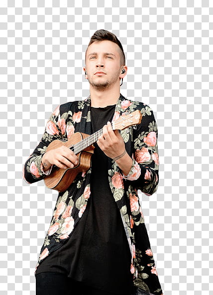 Tyler Joseph, Twenty One Pilots vocalist playing ukulele transparent background PNG clipart