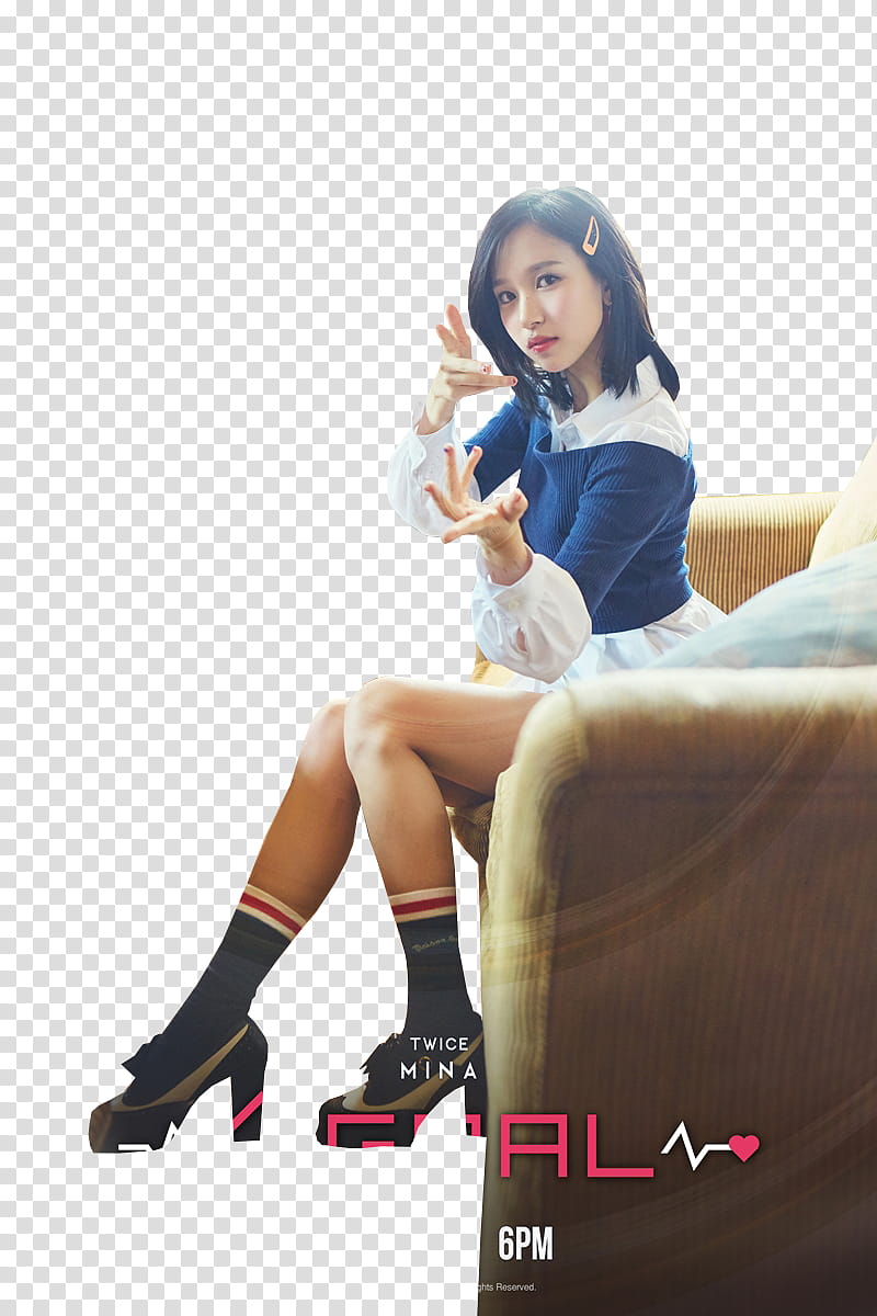 TWICE SIGNAL , Twice Mina sitting on sofa transparent background PNG clipart