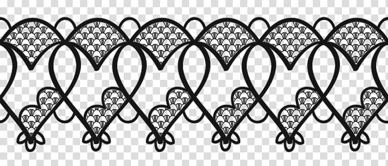 Valentine day lace, black heart pattern transparent background PNG clipart