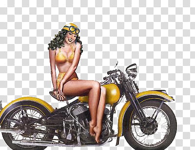  GIRLS, woman riding on yellow motorcycle illustration transparent background PNG clipart