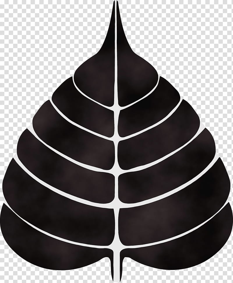 leaf tree black-and-white plant cone, Bodhi Leaf, Bodhi Day, Watercolor, Paint, Wet Ink, Blackandwhite transparent background PNG clipart