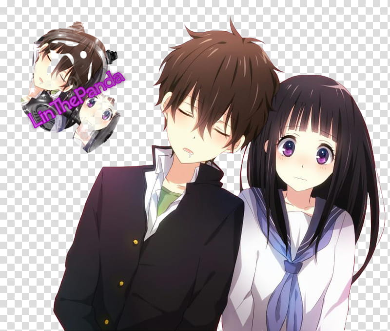 Render Chitanda Eru y Oreki Houtarou, anime character transparent background PNG clipart