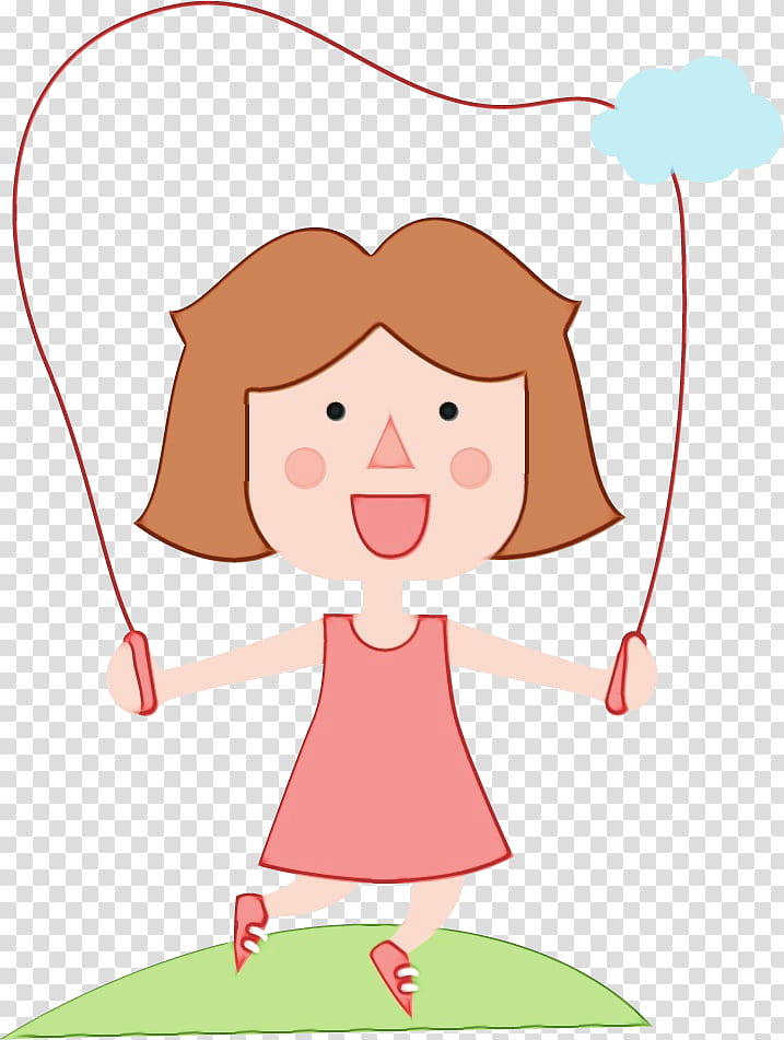 Girl, Watercolor, Paint, Wet Ink, Child, Drawing, Jump Ropes, Cartoon transparent background PNG clipart