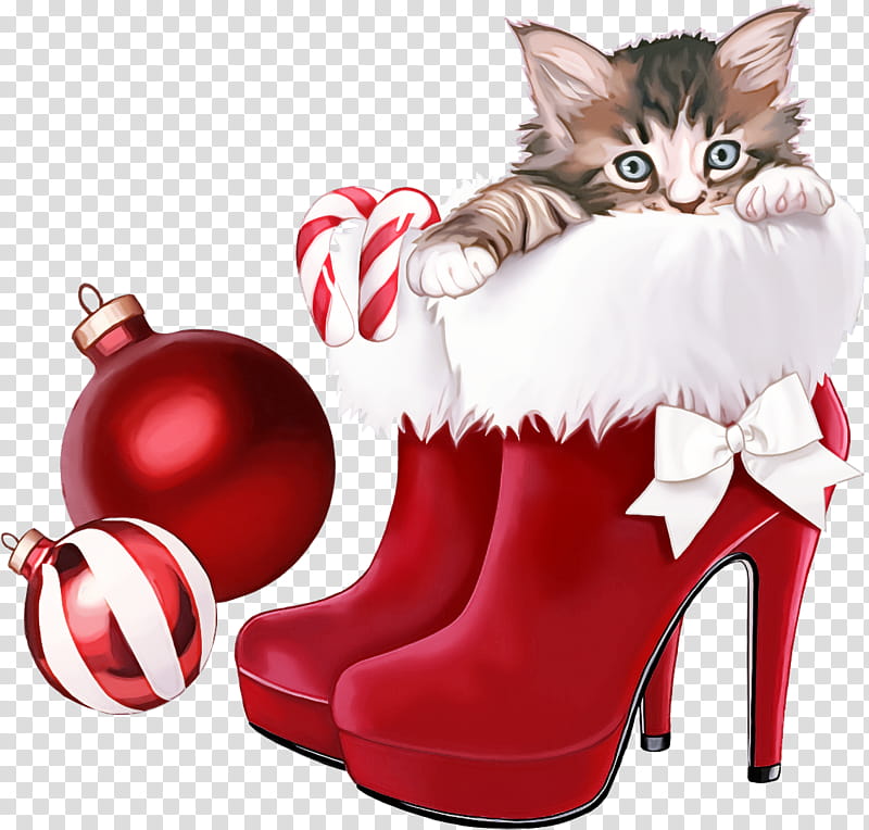 Christmas ing Christmas Socks, Christmas ing, Footwear, Cat, High Heels, Kitten, Fur, Shoe transparent background PNG clipart