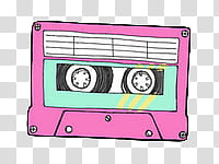 Cassettes, pink, white, and blue cassette case illustration transparent background PNG clipart